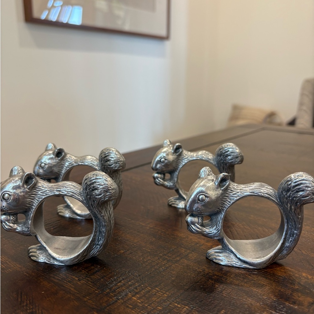 Silver Squirrel Napkin Rings